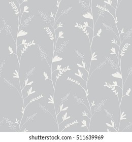 Seamless pattern of elegant design blue flower silhouette