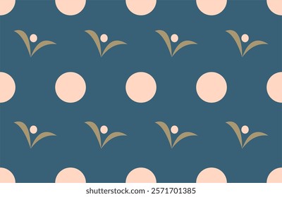 seamless pattern with elegant flower on blue background