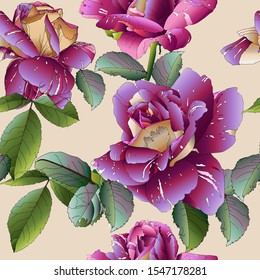 Seamless pattern with elegant flowers. Design for textile printing, background, wrapping paper.