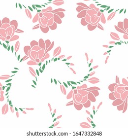 Seamless pattern with elegant flowers on a white background.