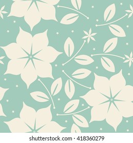 Seamless pattern with elegant flowers on green background can be used for wallpaper, design fabric, web pages design and more creative designs.