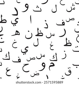 Seamless pattern with elegant and intricate Arabic, Persian alphabets, showcasing the beauty of writing with smooth and harmonious repetition