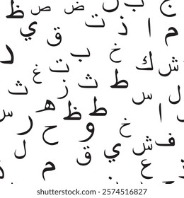 Seamless pattern with elegant and intricate Arabic, Persian alphabets, showcasing the beauty of writing with smooth and harmonious repetition