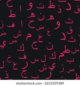 Seamless pattern with elegant and intricate Arabic, Persian alphabets, showcasing the beauty of writing with smooth and harmonious repetition