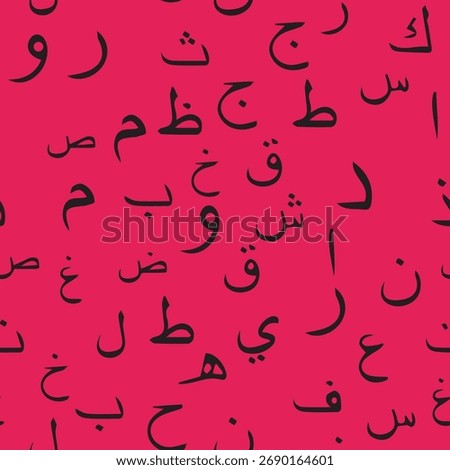 Seamless pattern with elegant and intricate Arabic, Persian alphabets, showcasing the beauty of writing with smooth and harmonious repetition