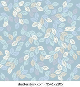 Seamless pattern with elegant leaves.  Seamless background can be used for design fabric, backgrounds, wrapping paper, package, covers, linen and more designs.