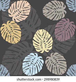 Seamless pattern with elegant Monstera leaves.
Tropical template for wallpaper or textile design.