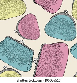 Seamless pattern with elegant purse.