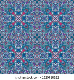 Seamless pattern. Elegant pattern. Red, pink, green, blue.
