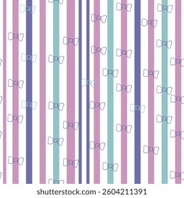 Seamless pattern with elegant stripes and cute bows. Soft pastel colors, light and stylish design.	
