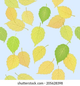 Seamless pattern with elegant stylized autumn  leaves