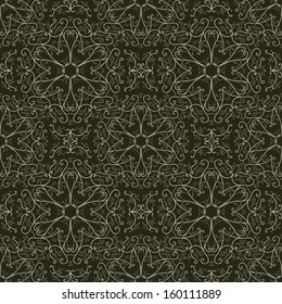 Seamless pattern with elegant swirls and flowers. Lace background