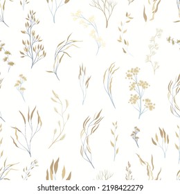 Seamless pattern with elegant twigs on a light background