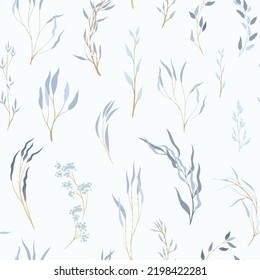 Seamless pattern with elegant twigs on a light background