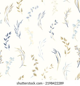 Seamless pattern with elegant twigs on a light background
