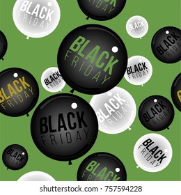 Seamless Pattern of elegant vector Friday sale black and white Balloons with text black Friday. great for black Friday sale, shopping centers, shopping moll, markets etc.
