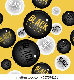 Seamless Pattern of elegant vector Friday sale black and white Balloons with text black Friday. great for black Friday sale, shopping centers, shopping moll, markets etc.