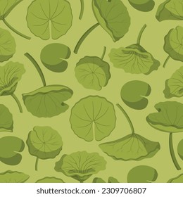Seamless Pattern With Elegant Water Lilies, Depicting Their Serene Beauty And Graceful Floating Leaves, Perfect For Adding A Touch Of Tranquility To Any Design Project. Cartoon Vector Illustration
