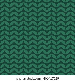 Seamless pattern of the element of a circle of petals arranged in a row in a line up and down. The two shades of trendy color dark green lush meadow.