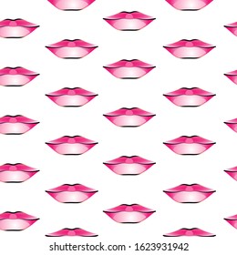 seamless pattern with an element in the form of pink lips, decor for textiles and wrapping paper, design of cosmetic products.