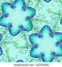 seamless pattern element of leaves and branches in mandala style