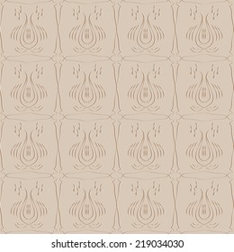 seamless pattern with element looks like harp on brown background, vector background