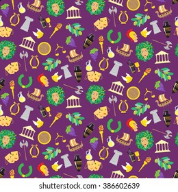 Seamless pattern with elements of ancient Greece. Vector illustration