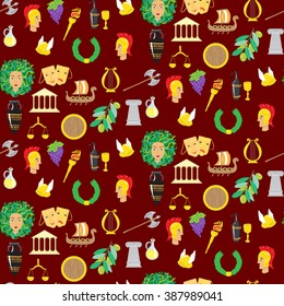 Seamless pattern with elements of ancient Greece. Vector illustration