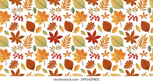 Seamless pattern elements of the autumn forest.  Background on the theme of the Autumn Festival. Can be used in web design, printing, packaging, wallpaper, postcards