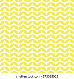 Seamless pattern of the elements of a circle of petals arranged in a row in a line deployed up and down. New trends in color primrose yellow on a white background.