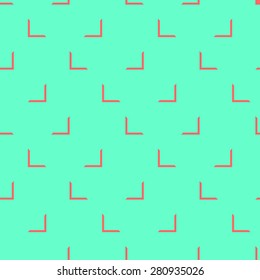 Seamless pattern of the elements of the corners bright orange flowers on a pale green background aquamarine
