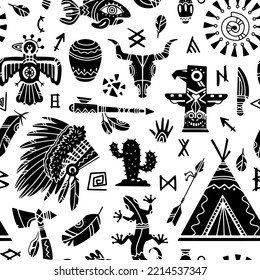 Seamless pattern of elements culture native indian. Vector illustration