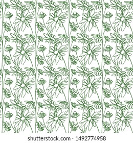 Seamless pattern with elements of flowers and plants