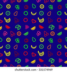 Seamless pattern with elements of fruits over blue background