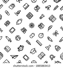 Seamless Pattern Elements Hand Drawn Collection College School Study Vector Design Style Background Grades Education Learning Illustration Icons