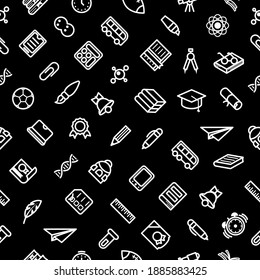 Seamless Pattern Elements Hand Drawn Collection College School Study Vector Design Style Background Grades Education Learning Illustration Icons