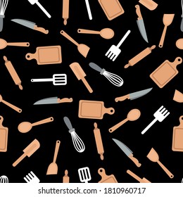 Seamless Pattern with Elements Kitchen and Cooking.