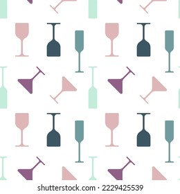 Seamless pattern with elements of kitchen utensils in pastel colors. For packaging, paper, design. Vector illustration.