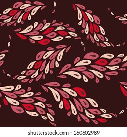 seamless pattern with elements like feathers on a brown background 