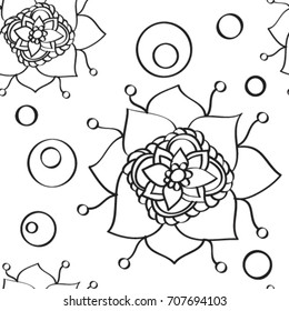 seamless pattern with elements of a mehendi pattern on a white background, vector illustration