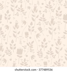 seamless pattern with elements of natural plants and flowers. on a light background