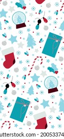 A seamless pattern of elements on the theme of Christmas and new year. 