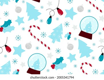 A seamless pattern of elements on the theme of Christmas and new year.