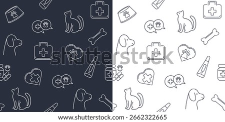 Seamless pattern with elements for pet care. Vector design.