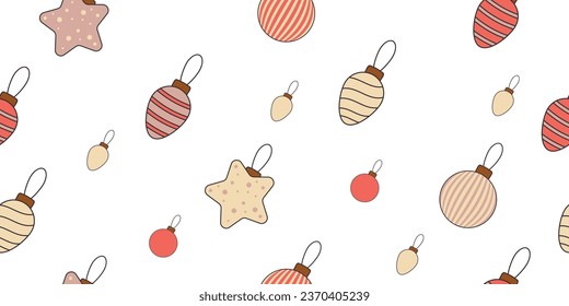 Seamless pattern with elements in retro style. Christmas illustration.