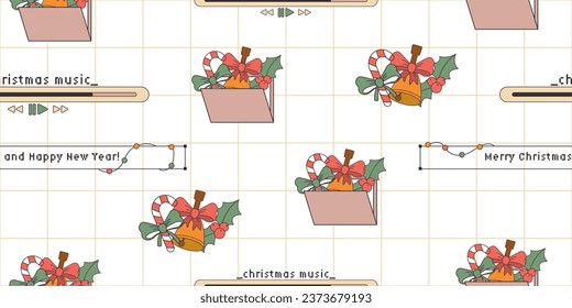 Seamless pattern with elements in retro style. Christmas illustration.