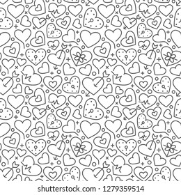 Seamless pattern with elements for Saint Valentines Day or wedding