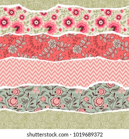 Seamless pattern with elements of torn paper. Patchwork.  Can be used for scrapbook, postcards, print, etc.