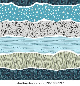 Seamless pattern with elements of torn paper. Patchwork. Can be used for scrapbook, postcards, print, etc.