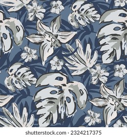  seamless pattern with elements of tropical leaves. Modern abstract collage.
